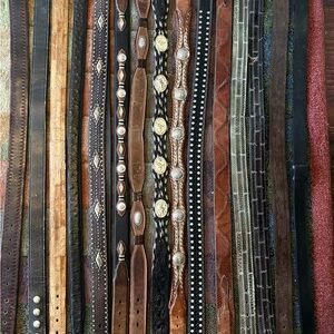 Men's Leather Belt Set - Black, Brown, Tan